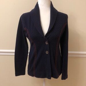 Rosie Neira for Anthropologie Blue with Red Details Cardigan Sweater Size M